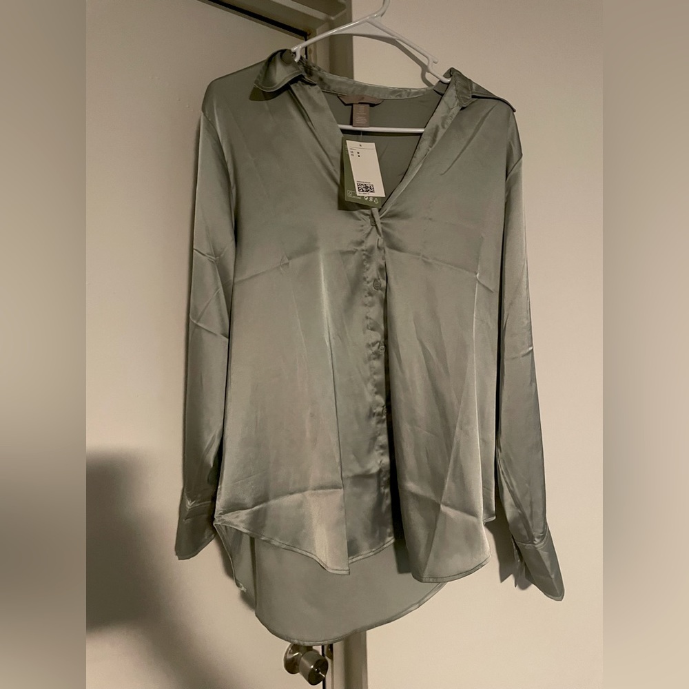 H&M silk button down shirt